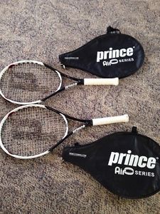 2 Prince Air O Rebel Tennis Racquets 107 sq. in. Oversize with Cases