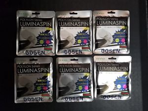 6 Sets of Gosen Lumina Spin Tennis String 1.25mm 16L Gauge Florescent PINK