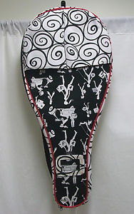 NEW Lady Glove It Ironwork Racquet Cover Bag Travel Carry On Storage Black White