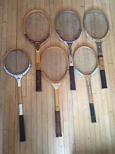 Vintage Lot of 6 Wood Wooden Tennis Racquets Rackets Sportcraft Wilson Bancroft