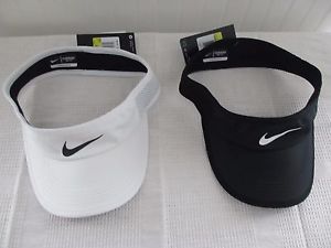 NWT Nike 744961 Featherlight Dri-Fit Women Visor Black White Tennis ONE S/M $24