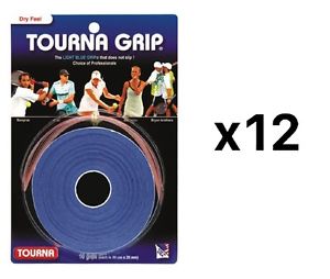 Tourna Tennis Racquet Over Grip 10 Overgrips Absorbent Dry Feel Blue (12-Pack)