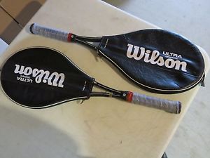 Matching Pair 2 Wilson Ultra PWS Graphite Squash Rackets w. Cases 4 1/4" L PAIR!