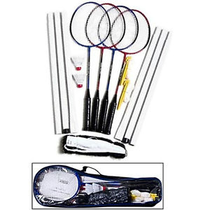 Gamecraft Champion Badminton Set 4 Rackets Net Shuttlecocks Kit Nylon Outdoor