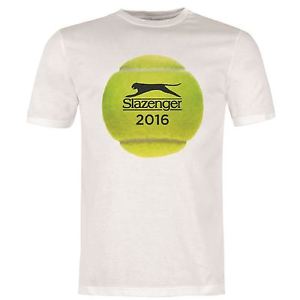 Slazenger New Balls Please 2016 Tennis T-Shirt Mens White Top Tee Shirt