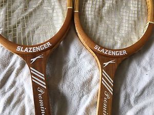 2x VINTAGE SLAZENGER PROMINENT WOOD TENNIS RACKETS