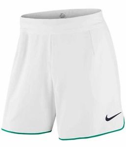 NEW NIKE NIKE 9" GLADIATOR  MEN'S TENNIS WHITE GREEN  SHORTS  729399 101 L