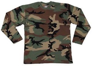 US Manche longue Armée manches longues woodland camouflage militaire Haut Large