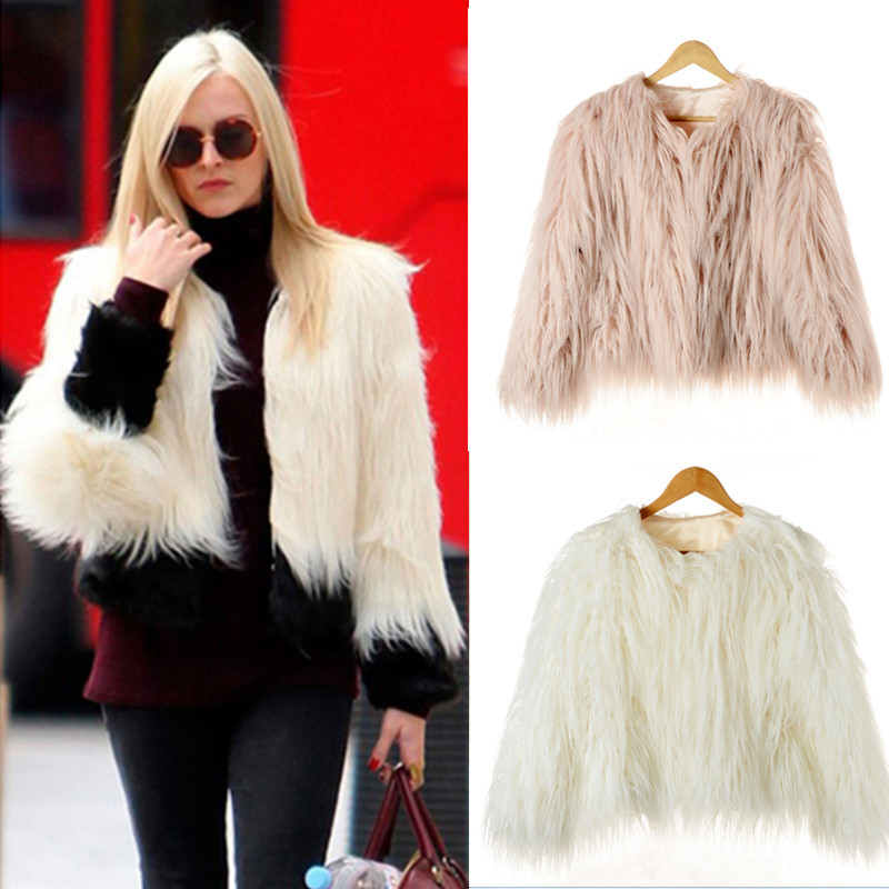 Women's Gorgeous PINK/White Fur Imitation Winter WARM Jacket Overcoat debutante