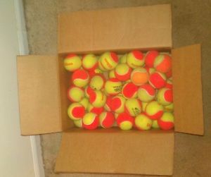 Used Orange/Yellow 50% Low Compression Tennis Balls - Box of 100