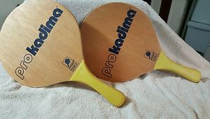 SportDesign Prokadima Wooden Beach Yellow Handle Paddleball Paddles