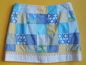 LILLY PULITZER Skort Madras EUC Blue White Yellow Size 4