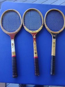 3 Vintage Wood Tennis Racquets, Jack Kramer, Don Budge