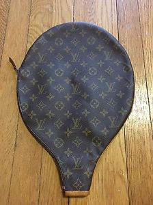 AUTHENTIC LOUIS VUITTON TENNIS RACKET COVER CASE MONOGRAM CANVAS LEATHER