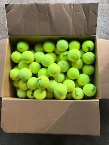 100 USED TENNIS BALLS FOR CLASSROOM CHAIRS,ROLLING WALKERS OR DOG TOYS