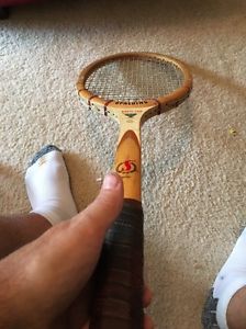 Antique Vintage Wood Tennis Racquet Spalding Bough Davis Cup W/ OriginalStrings