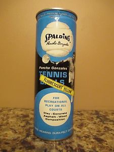 Vintage Spalding "Pancho" Gonzales SEALED Tennis Ball Metal Canister w/ 3 Balls