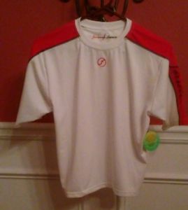 Boy's New w/Tags White & Red Short Sleeve Ferreira Tennis Shirt No-Sweat Size-8