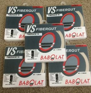 (5) BABOLAT VS FIBERGUT FIBERACE 16 TENNIS RACQUET STRING FRANCE WHITE