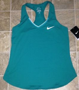 Women NWT Nike Court Team Pure Tennis Tank Top~Sz M~Teal~Nike Dri-Fit Tank Top