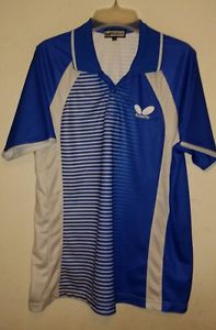 Men's Butterfly Blue White polo XL Table Tennis Shirt ping pong Excellent
