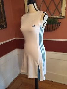 Women's ADIDAS White, Blue tennis dress Size Small clima cool EUC