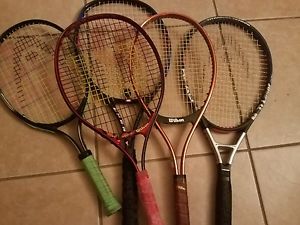 LOT 5 vtg  metal titanium tennis racquet racket Head Wilson Ti Laser Bundle Lot