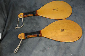 Vitesse II Brookstone HANDMADE USA WOOD RACQUETBALL PADDLES SET 16.50" X 8" VTG