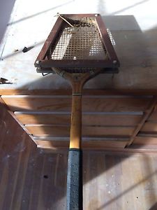 Antique Vintage Wooden Tennis Racquet with Wood Press