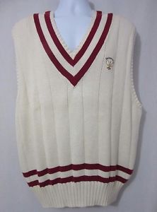 Vintage Faconnable 100% Cotton V Neck Tennis Sweater Vest Size XL