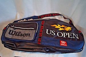 Wilson US Open 3 Pack Triple Tennis Bag Blue Black Yellow Mesh Pockets Clean