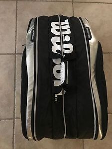 Wilson Tour Tennis Bag, 12 Pack, Great Condition, Black and Chrome/Silver