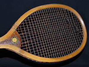Vintage Wood 1910 Spalding Lakeside No. 5 Tennis Racket Unusual Chamfered Frame