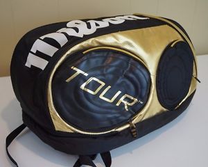 Wilson Tour Tennis Racket Racquet Backpack Bag Gold Black