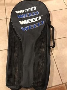 Vintage Weed Tennis Racquet Case Cover Bag  Black 2 Racquets & Balls On Side