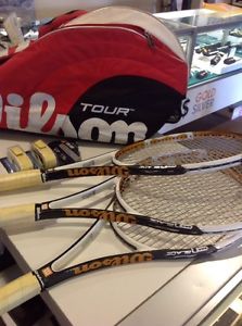 Set of 3 WILSON Ncode N Blade Tennis Racquet Tru Grip  98 SQIN w/ Tour Bag