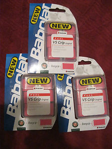 BABOLAT "VS GRIP" ORIGINAL, 3 PACKAGES OF 3 = 9 IN ALL, PINK, NEW AND FREE SHIP!