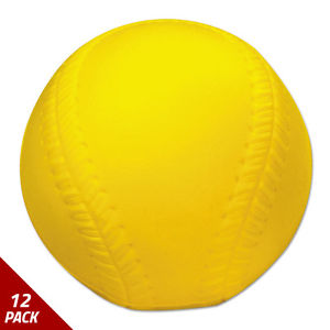 Champion Sports Coated Foam Sport Ball Baseball Official Size Yellow [12 PACK