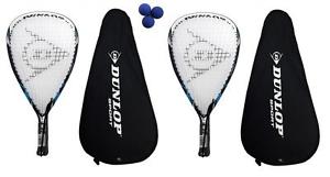 2 x Dunlop Nanomax Tour Racquetball Raquette + 3 Dunlop Balles