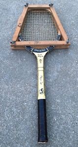 Vintage Wood Spalding Pancho Gonzales Autograph Model Tennis Racket W/Press