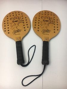 Wooden Paddle Ball Paddle Racquet Set of 2 Laser Made In USA