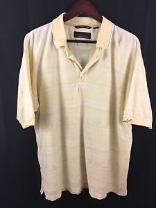 Greg Norman Mens Tennis S/S Polo Shirt FLORAL Yellow White Medium EUC!