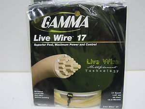 **NEW**  LOT OF 5 SETS GAMMA LIVE WIRE 17 NATURAL MULTIFILAMENT TENNIS STRING