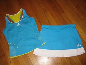 Women's Adidas Clima365 Turquoise Tennis Shirt and Skirt size L