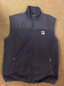 Fila Tennis Pro Patch - Men's Large, Full Zip Fleece Vest, Navy, Pockets, New