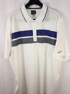 Greg Norman Mens TENNIS Shirt S/S Polo White Stripe 2XL XXL EUC