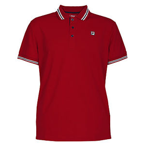 Fila Camisa De Polo De Los Hombres Botón Piro rojo Talla L