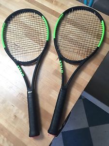 Two Wilson Blade 98 Tennis Racquets (16X19),  4 and 3/8 grip, strung