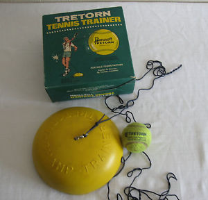 Vintage Tretorn Tennis Practice Trainer In Box Complete Base Ball Elastic