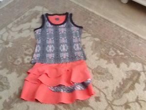 Bolle Coral Tiered Ruffled Tennis Skirt & Animal Print Top- Size S